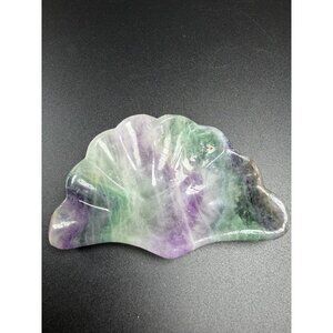 Natural Fluorite Shell Dish Bowl Hand Carved Stone Healing Crystal UVs 182g 4"